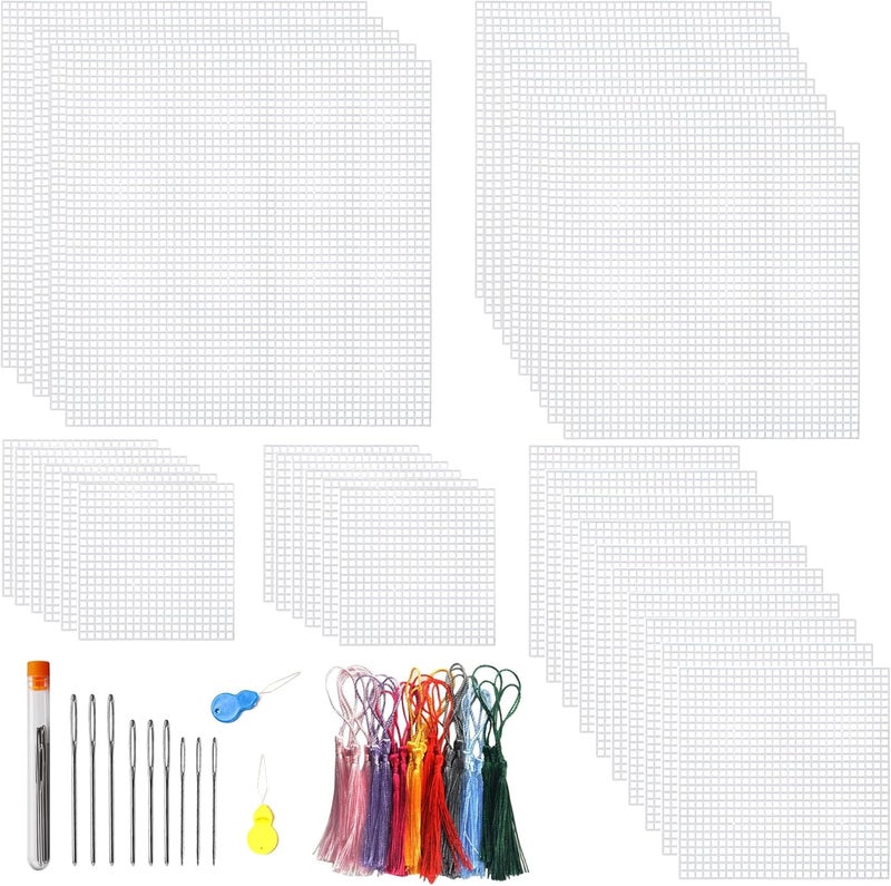 Allazone Plastic Mesh Canvas Sheets for Embroidery - 53 PCs, Square Mesh, Knit & Crochet Projects - Image 1