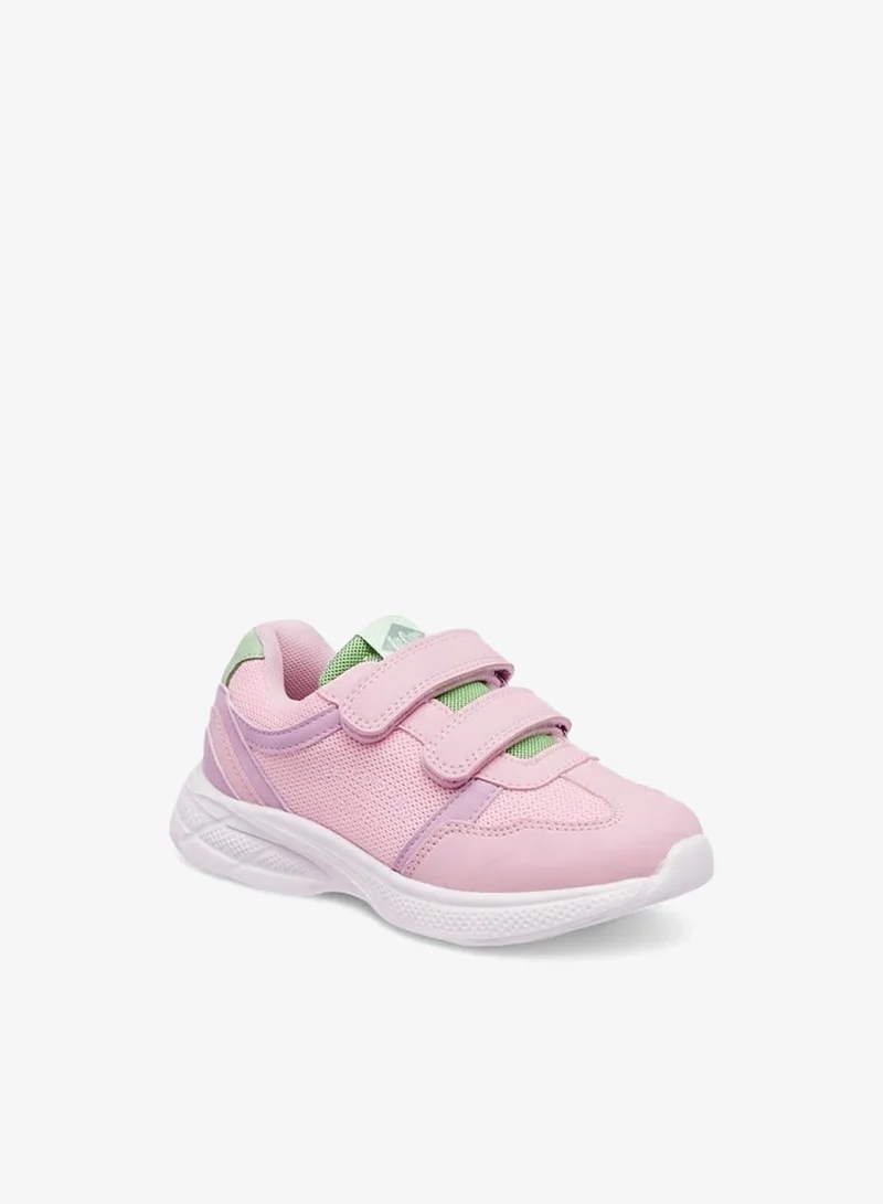 لي كوبر Girls' Panelled Sneakers With Hook And Loop Closure
