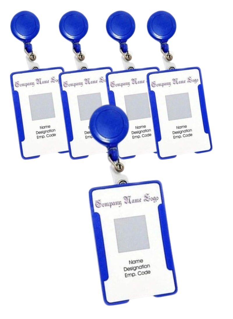 ANG Combo Pack of Blue ID Card Holder with Retractable Reel YOYO Made in India(Pack of 5) - Image 1