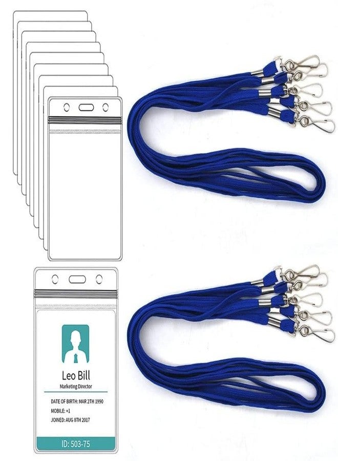 Dotpot Tubeless Flat ID Card Badge Lanyard with ID Card Zip-Lock Pouch | 36" with Swivel J-Hook | Used for Name Tags and Badge Holders for Office, Events & Exhibitions (Blue, Pack of 10) - Image 1