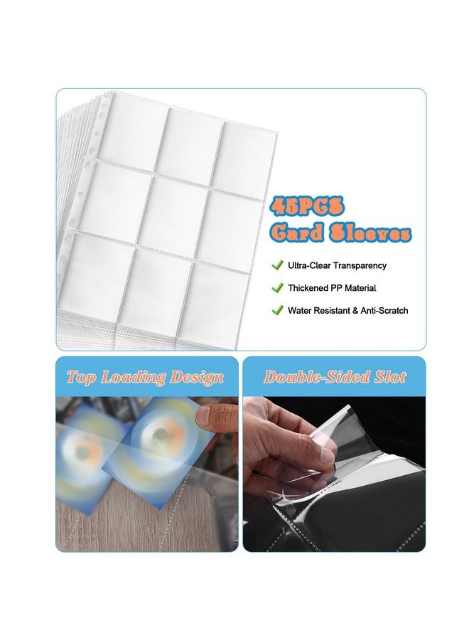 ليكتين حامل بطاقات G Card Binder - مجلد ثلاثي الأبعاد من Lictin مكون من 9 جيوب للبطاقات، يتسع لـ 810 بطاقة مع 45 غلافًا قابلًا للإزالة، ألبوم مجموعة بطاقات بثلاث حلقات لمعظم البطاقات ذات الحجم القياسي، مزدوج الجوانب  - Image 4