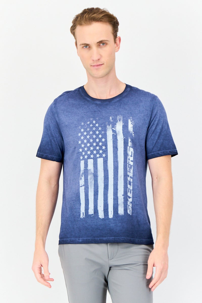 SKECHERS Men Sportswear Fit Short Sleeve Outdoor T-Shirt, Slate Blue - Image 1