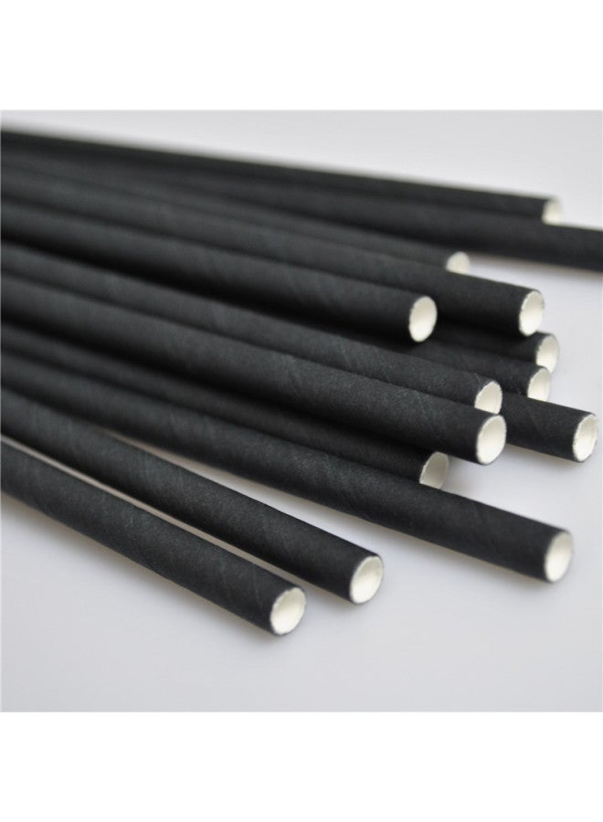 2021 Disposable White Kraft Solid Color Environmentally Friendly Degradable Paper Straw Pearl Straw Customizable LOGO-Color:Pure Black-Specifications:7mm*197mm - Image 1