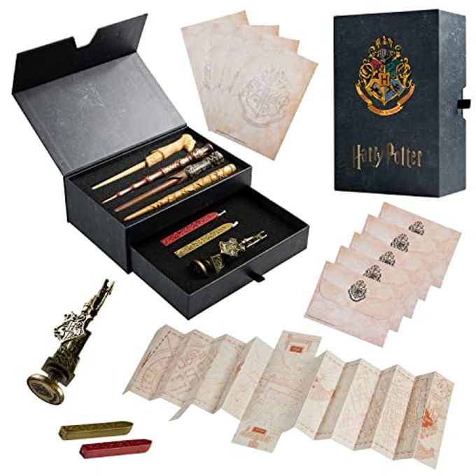 Harry Potter Writing Set Wand Pens Stationery Box For Boys Girls Teens Adults With Envelopes Paper Wax Stick Stamp Marauders Map Gifts For Kids - Image 4