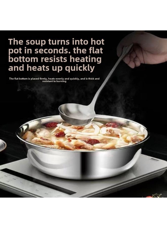 And Basin 316L Household Stainless Steel Hot Pot Basin Kneading Basin Egg Basin Vegetable Basin Can Be Open Fire Electric Cooking Pot Non-stick-Color:And Basin - Image 3