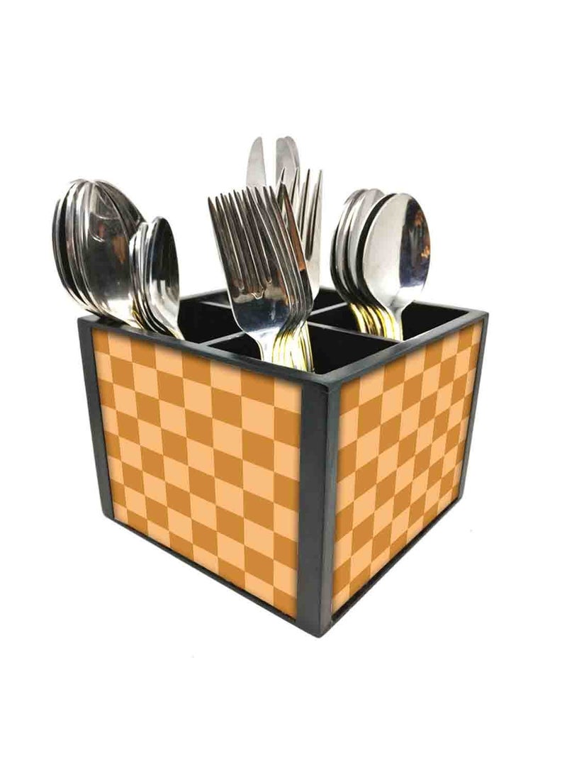 Nutcase Nutcase Designer Cutlery Stand Holder Silverware CaddySpoons Forks Knives Organizer for Dining Table kitchen W575 x H 425 x L55SPOONS NOT INCLUDED CheckBox Yellow Color  - Image 3