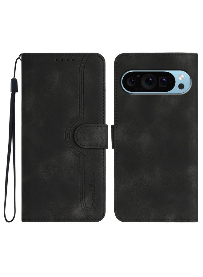 S-TOP Case For Google Pixel 9 Heart Pattern Skin Feel Leather Phone Case - Image 1