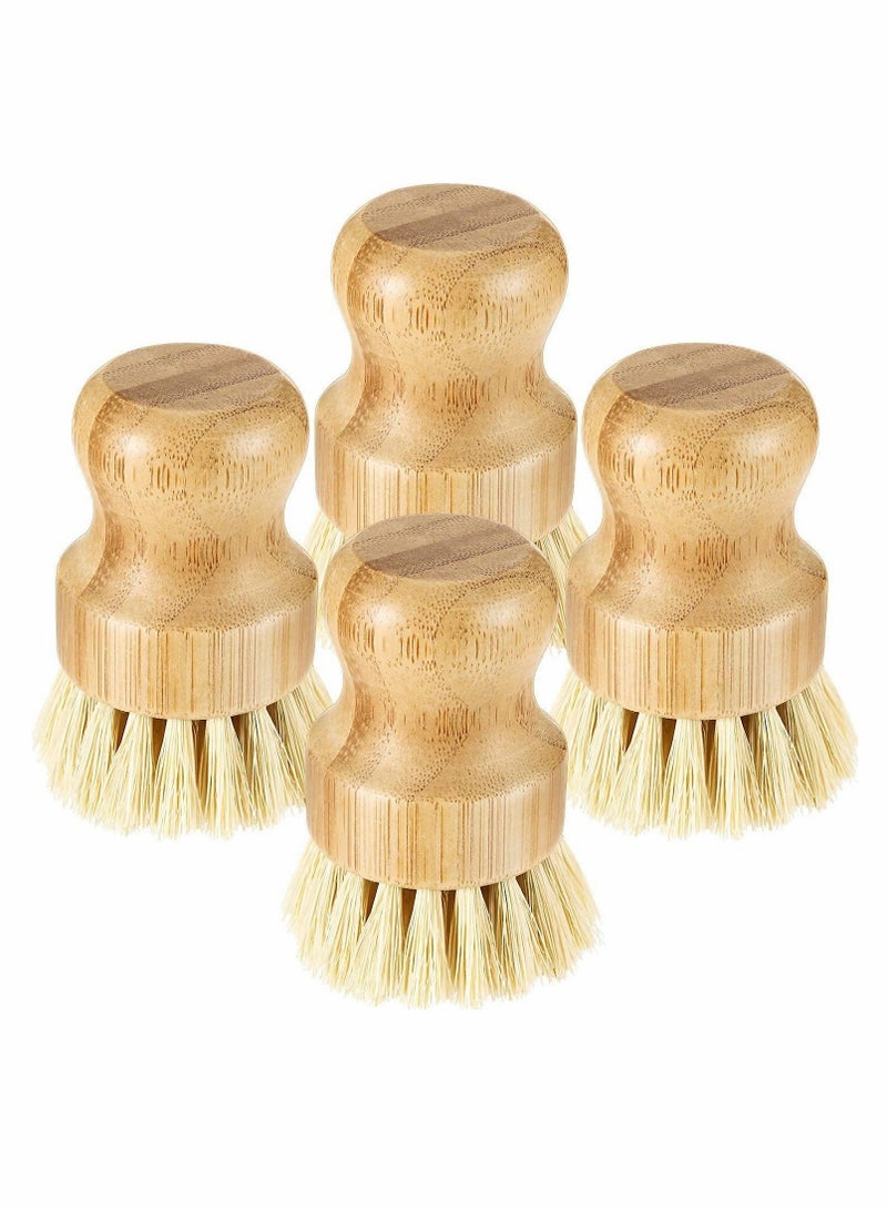 4 PCS Palm Ptic Brush ， الخيزران مصغرة فرشاة فرشاة جوز الهند فرش فرش فرك صحن لمقلاة الحديد الزهر ، بالوعة المطبخ ، الحمام ، التنظيف المنزلي