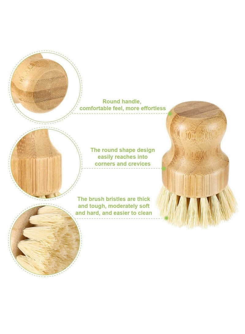 4 PCS Palm Ptic Brush ， الخيزران مصغرة فرشاة فرشاة جوز الهند فرش فرش فرك صحن لمقلاة الحديد الزهر ، بالوعة المطبخ ، الحمام ، التنظيف المنزلي