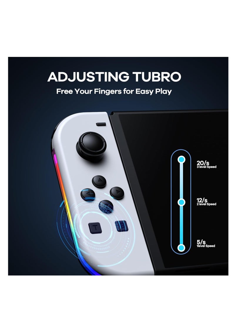 وحدات تحكم لجهاز Nintendo Switch، بديل لوحدة تحكم Switch مع إضاءة LED RGB، توربو قابل للتعديل واهتزاز، التحكم في الحركة/الإيقاظ/لقطة شاشة  - Image 3