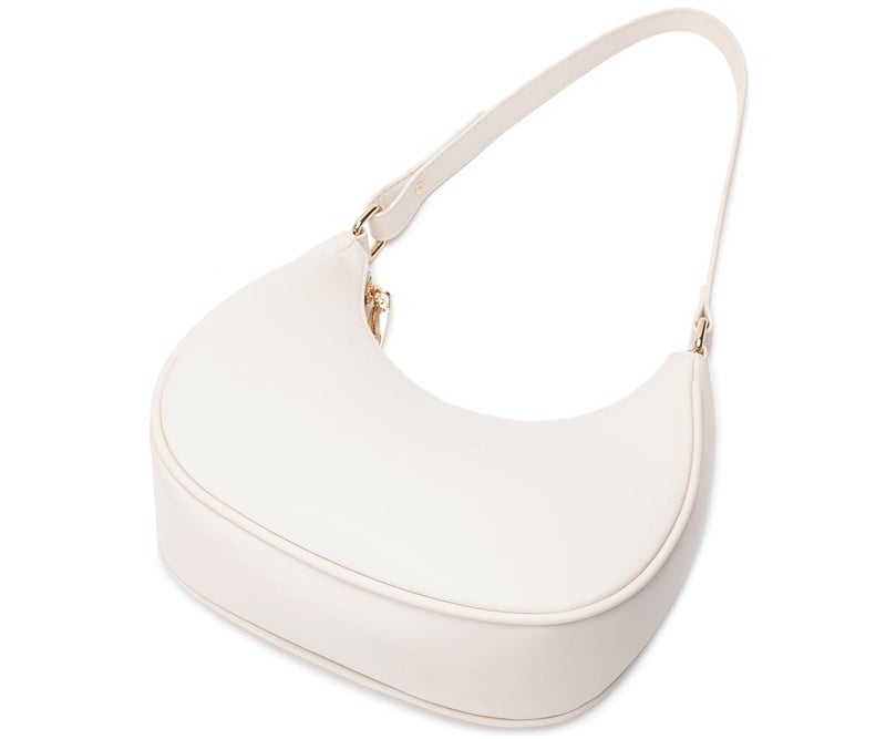 WSRYDJDL Crescent Shoulder Bags for Women Cute Hobo Tote Handbag Under the Arm Purses Mini Clutch Purse with Zipper Closure (Beige) - Image 4