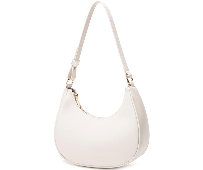 WSRYDJDL Crescent Shoulder Bags for Women Cute Hobo Tote Handbag Under the Arm Purses Mini Clutch Purse with Zipper Closure (Beige) - Image 2