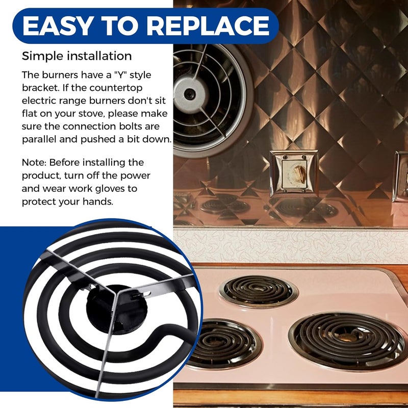 Romalon Electric Range Burner Element MP22YA Unit Set,2 pcs MP15YA 6'',2 pcs MP21YA 8'',4pcs 330031 Range Burner Receptacle kit.Replacement for Ranges/Stoves - Image 5