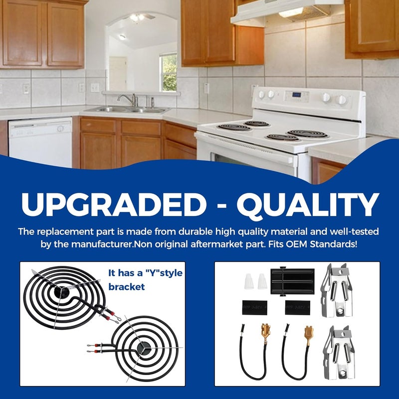 Romalon Electric Range Burner Element MP22YA Unit Set,2 pcs MP15YA 6'',2 pcs MP21YA 8'',4pcs 330031 Range Burner Receptacle kit.Replacement for Ranges/Stoves - Image 3
