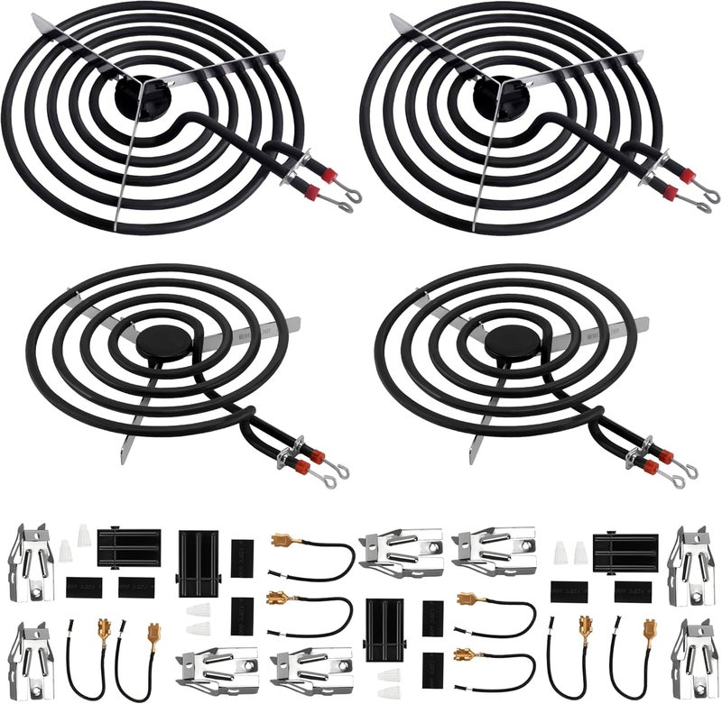 Romalon Electric Range Burner Element MP22YA Unit Set,2 pcs MP15YA 6'',2 pcs MP21YA 8'',4pcs 330031 Range Burner Receptacle kit.Replacement for Ranges/Stoves - Image 1