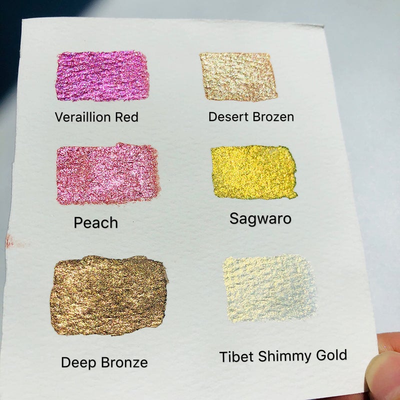 Csy Art Gallery Handmade Artist Watercolour Paints-Metallic Glitter - Retro Portable Metal Case-Pearlescent Sparkle Professional Soild Water Colour (Fairytale) - Image 3