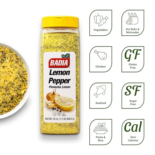 Badia Lemon Pepper Seasoning 24 oz  Pepper Garlic  Onion Zesty Citrus Blend for Chicken Seafood  Vegetables - Image 5