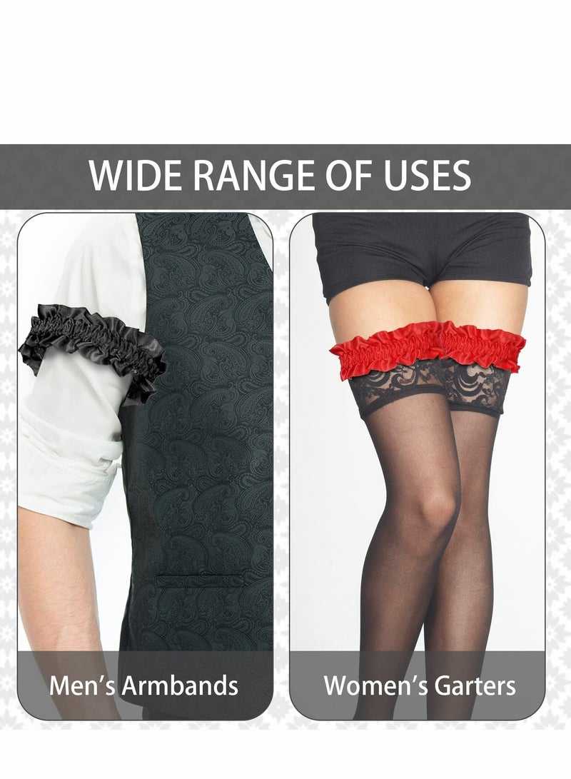 KASTWAVE Arm Garters for Men Sleeve Garters, Armband Garter Roaring Red Black Arm Garters, Unisex-Adults Garter Armbands, White, Red, Standard - Image 5
