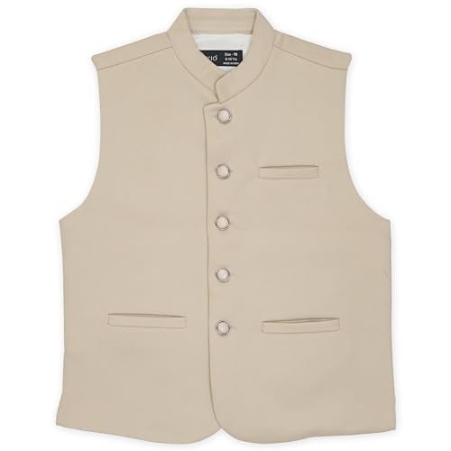 CAVIO Boys Cream Solid Nehru Jacket - Image 1
