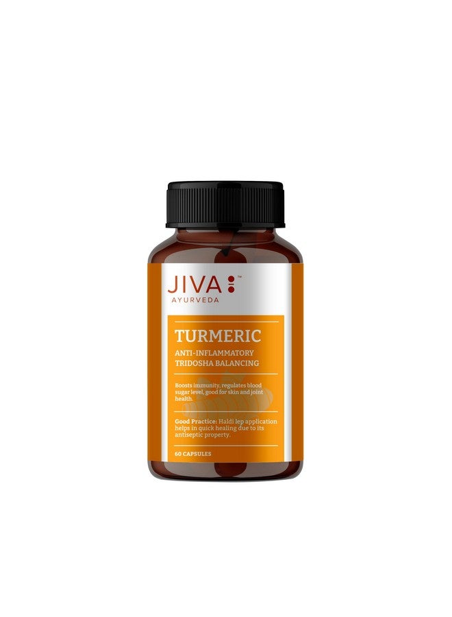 Jiva Turmeric Capsules | 100% Ayurvedic formulation Made Of Haldi & Amla | Boosts Immunity & Promotes Healthy Skin | Regulates Blood Sugar Levels & Controls Diabetes- 60 Capsules (Pack Of 1) - Image 1