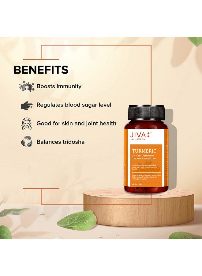 Jiva Turmeric Capsules | 100% Ayurvedic formulation Made Of Haldi & Amla | Boosts Immunity & Promotes Healthy Skin | Regulates Blood Sugar Levels & Controls Diabetes- 60 Capsules (Pack Of 1) - Image 4