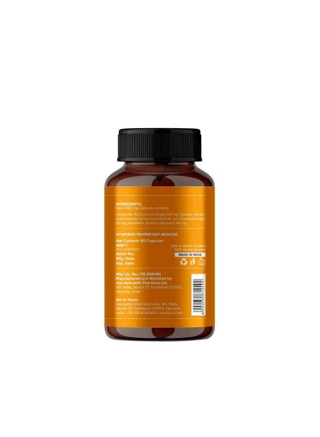 Jiva Turmeric Capsules | 100% Ayurvedic formulation Made Of Haldi & Amla | Boosts Immunity & Promotes Healthy Skin | Regulates Blood Sugar Levels & Controls Diabetes- 60 Capsules (Pack Of 1) - Image 2