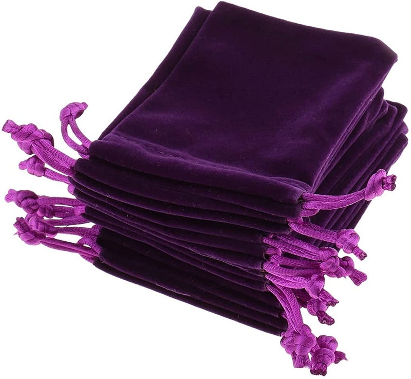 KUPOO 50 Pieces Wholesale Lot Velvet Pouches with drawstringspouches bags 3 X 4 Inch Purple