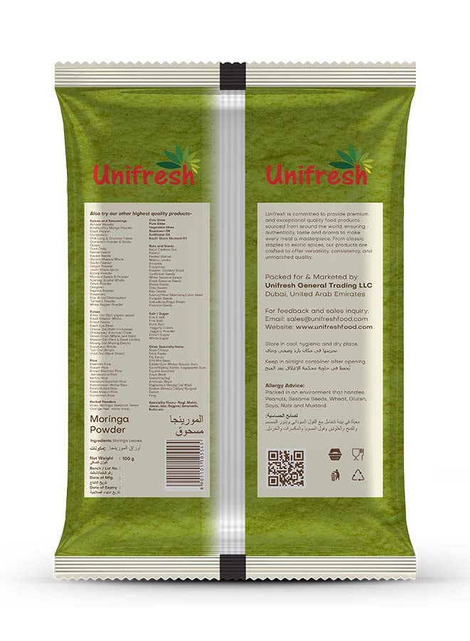 Unifresh مسحوق المورينغا من يوني فريش، مكمل غذائي غني بالعناصر الغذائية، 100 جرام - Image 2