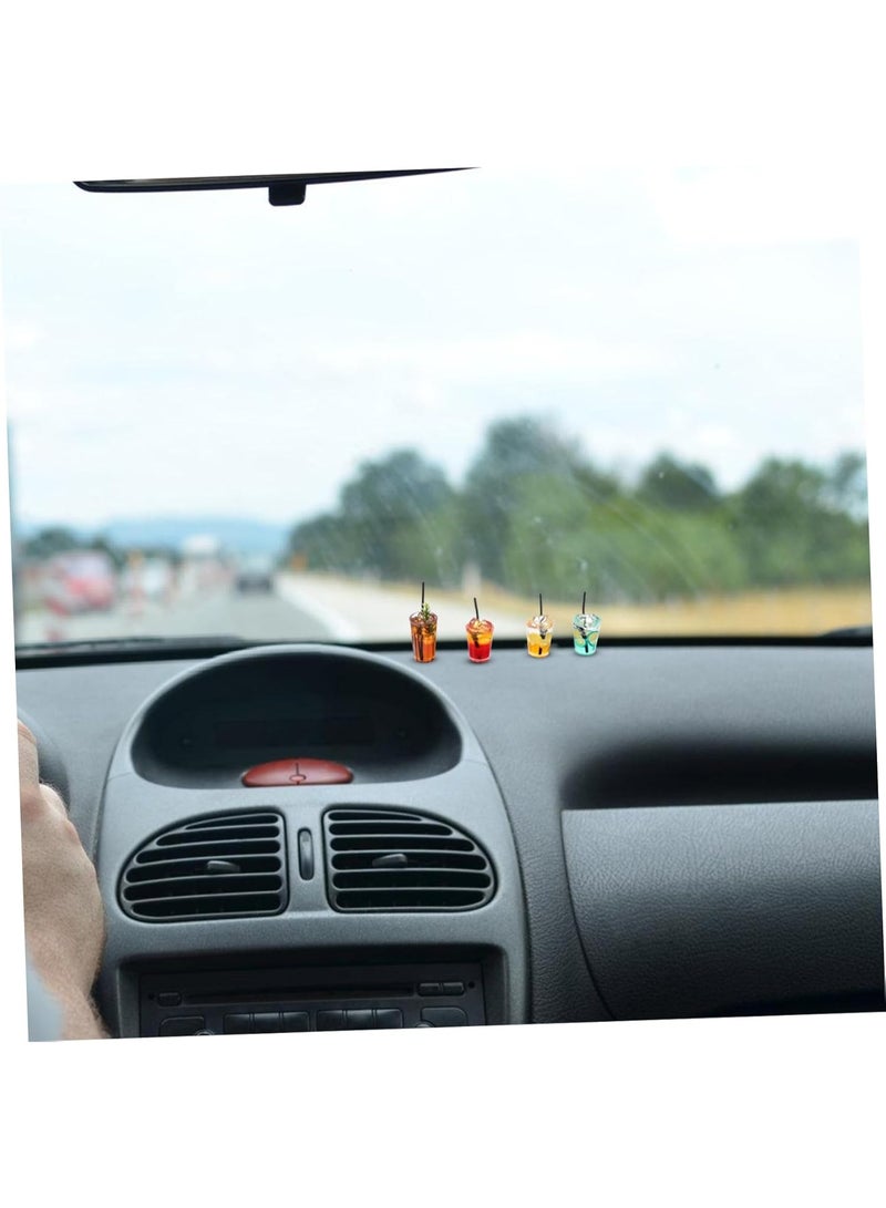 Bukela 4 Pcs Cute Mini Drinks Car Rearview Mirror Dashboard Decor, Funny Beverage Dash Decorations, Kawaii Ornament Interior Accessories for Home Office - Image 5