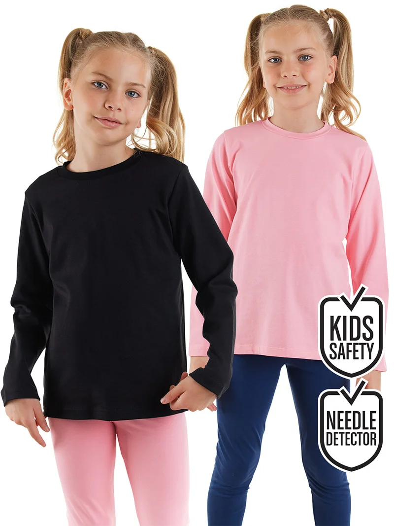 Denokids 2-Pack Basic Black&Pink Girl T-shirt