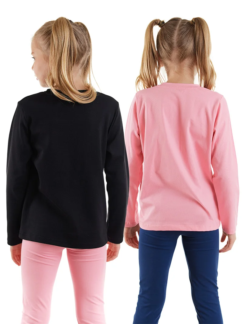 Denokids 2-Pack Basic Black&Pink Girl T-shirt