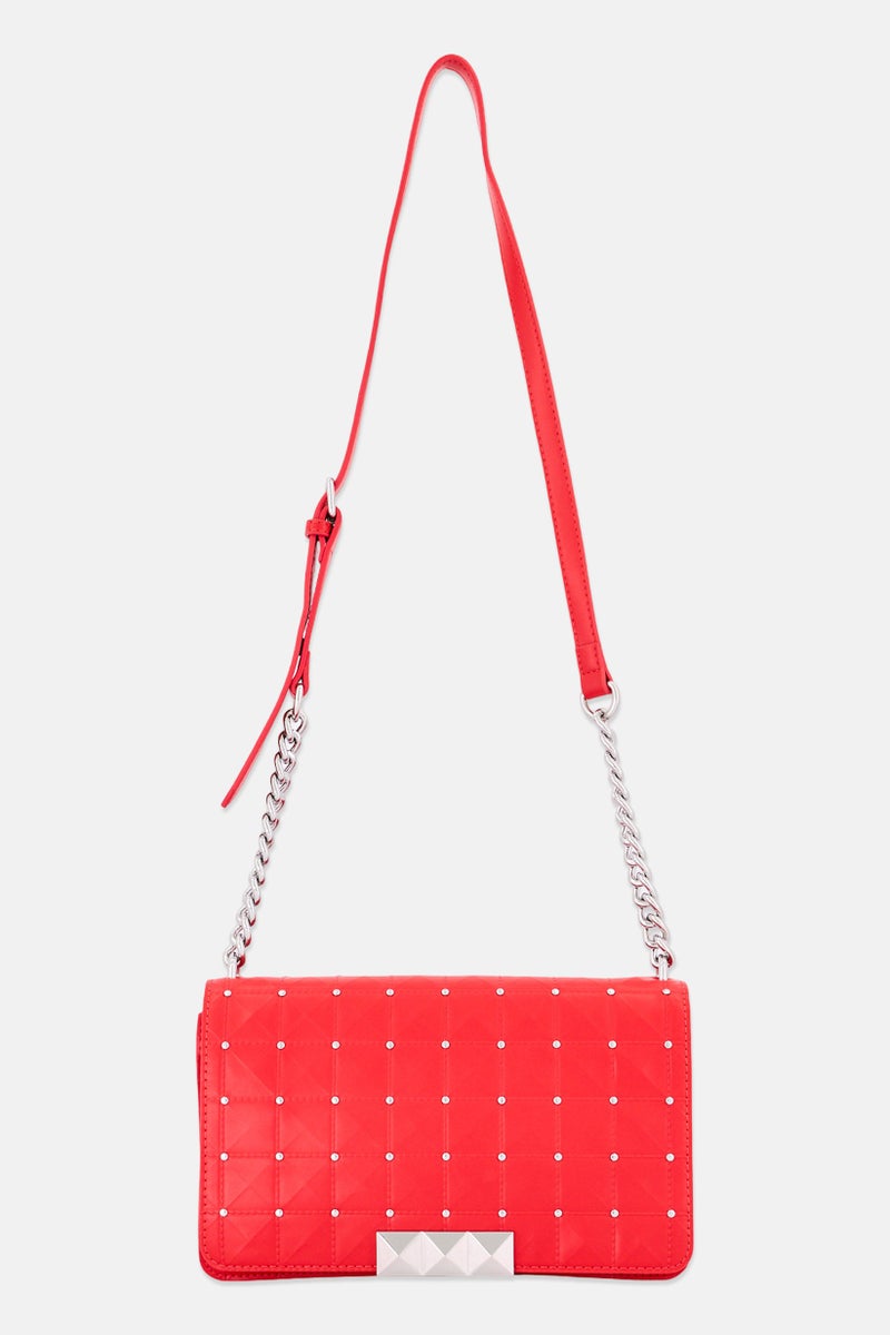 Rebecca Minkoff حقيبة كتف نسائية بشعار العلامة التجارية، حمراء - Image 1