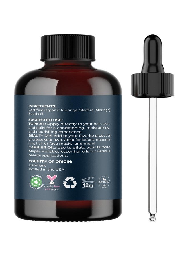 مايبل هوليستكس زيت المورينغا العضوي للشعر والبشرة، زيت شعر عضوي نقي غير مكرر ومعصور على البارد من وزارة الزراعة الأمريكية للشعر الجاف التالف وزيت ناقل لزيت الوجه فائق الترطيب لخلط الزيوت العطرية. - Image 4
