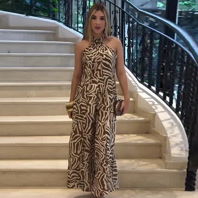 2026 New Women'S Halter Neck Sleeveless Casual Comfortable Vacation Style Jumpsuit - Image 2