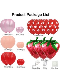 Zeemey 128-pcs Strawberry Latex Decorative Balloon Arch Garland Set - Perfect for Graduation Baby Shower Wedding Birthday Bachelorette Party Backdrop Decoration - Suitable for Indoor and Outdoor  - Image 2