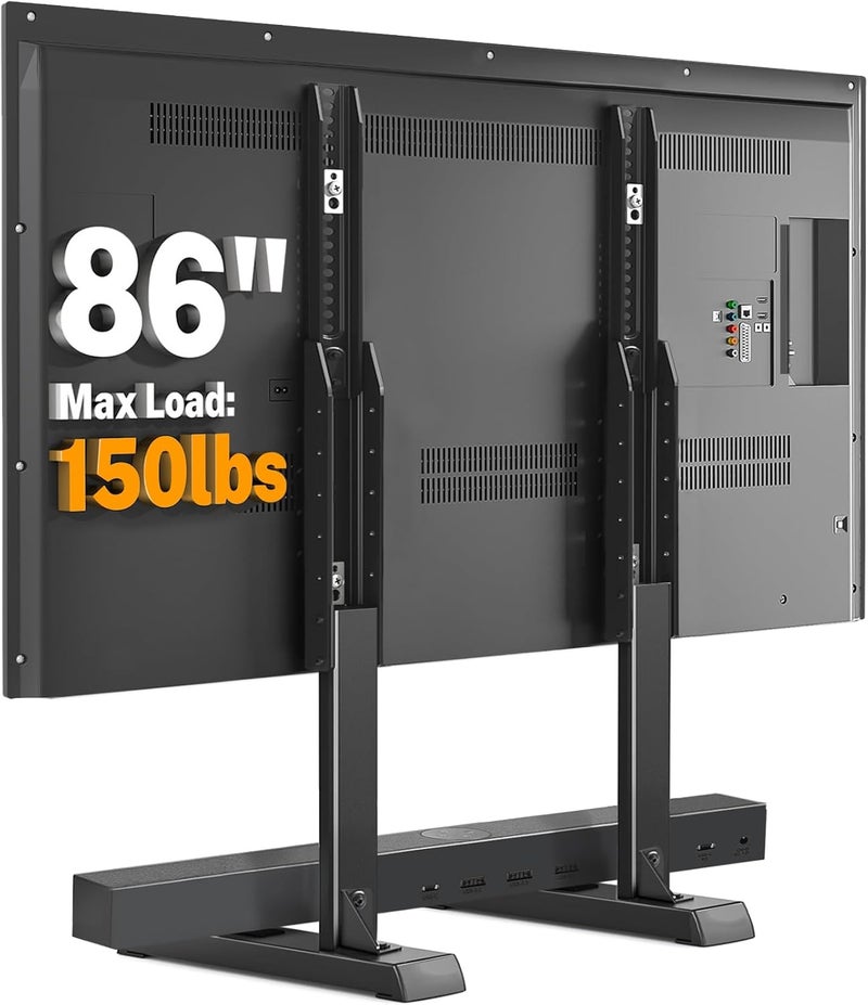 5Rcom Universal TV Stand, Large TV Legs for 37-86 Inch Flat Curved TVs with Cable Management, 6 Height Adjustment Table Top TV Mount Stand Up to 150lbs, Black - Image 1
