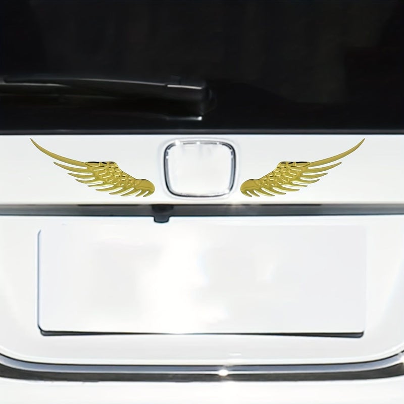 2 Pairs Golden 3D Metal Angel Wing Car Stickers Durable Zinc Alloy for Car Motorcycle - Image 5