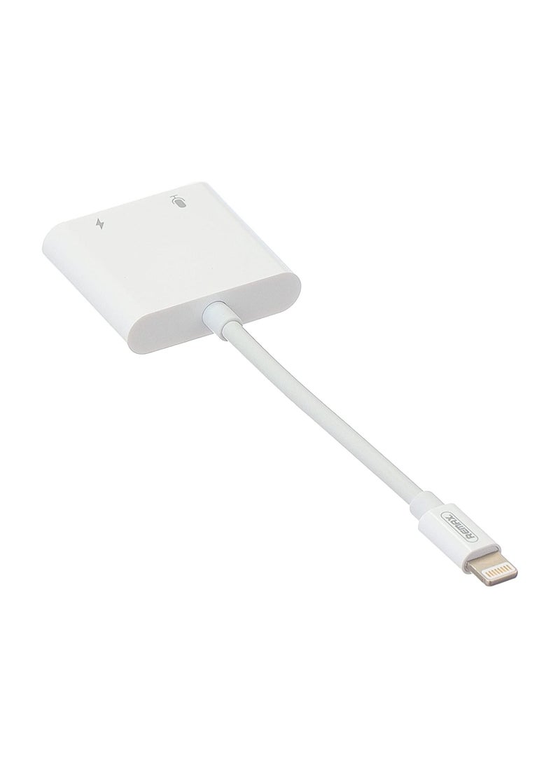 REMAX Remax Rl-La12 Ruizhi Series Mobile Phone Audio Adapter (3.5+Lightning) - White  - Image 1