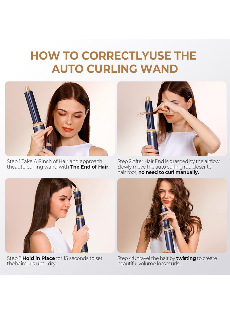 Generic 5 in 1 Blow Dryer Brush Set, Hot Air Curling Brush, Straightening Brush, Volumizing Brush,Negative Ion Hair Dryer Brush Set, 1000W Auto Air Wrap Hair Styler, Powerful Hair Styling Tools for Fast Drying, Curl, Volumize and Straighten Hair Styling Tools  - Image 2