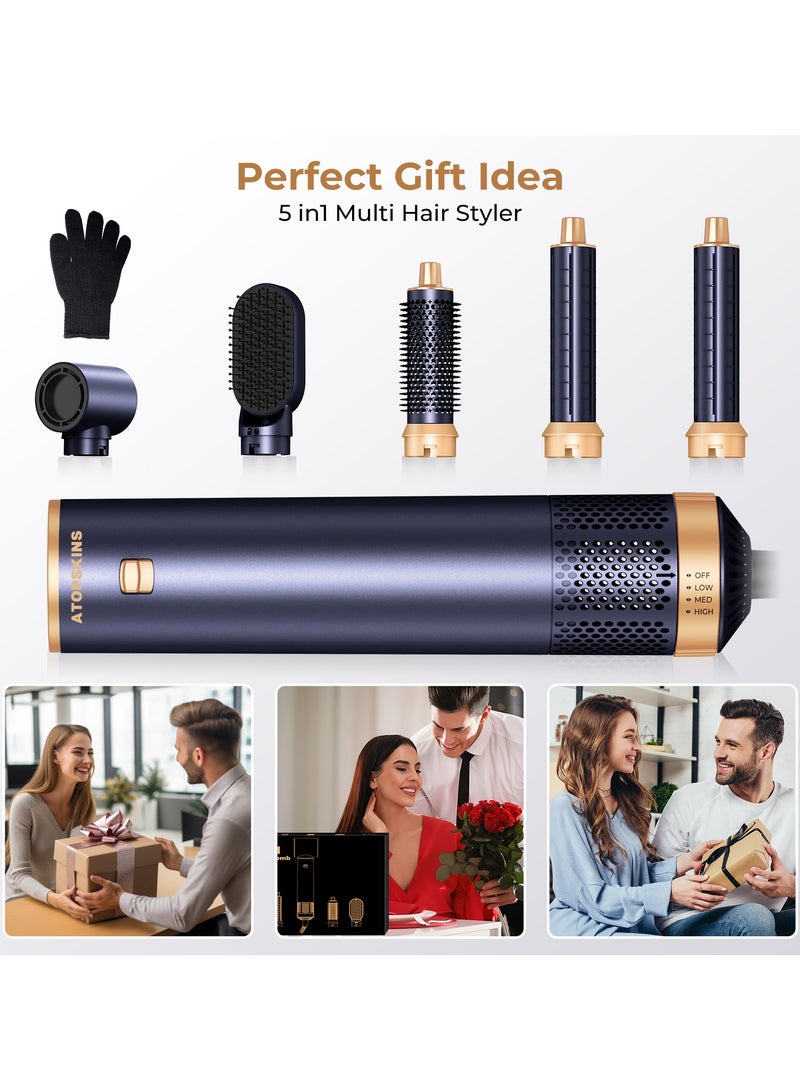Generic 5 in 1 Blow Dryer Brush Set, Hot Air Curling Brush, Straightening Brush, Volumizing Brush,Negative Ion Hair Dryer Brush Set, 1000W Auto Air Wrap Hair Styler, Powerful Hair Styling Tools for Fast Drying, Curl, Volumize and Straighten Hair Styling Tools  - Image 5