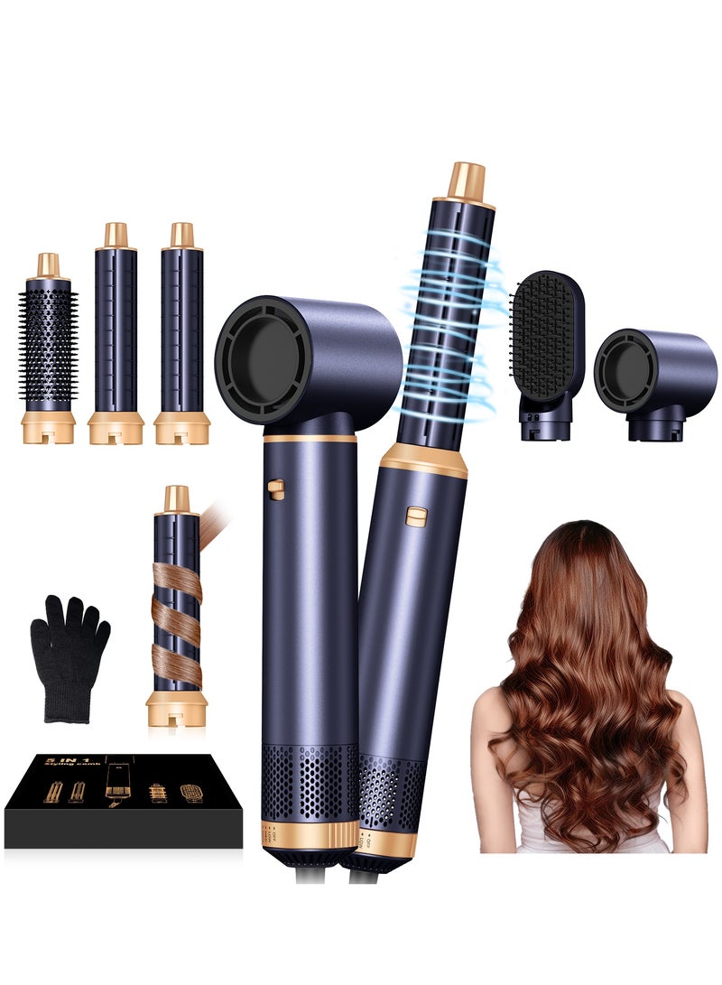 Generic 5 in 1 Blow Dryer Brush Set, Hot Air Curling Brush, Straightening Brush, Volumizing Brush,Negative Ion Hair Dryer Brush Set, 1000W Auto Air Wrap Hair Styler, Powerful Hair Styling Tools for Fast Drying, Curl, Volumize and Straighten Hair Styling Tools  - Image 1