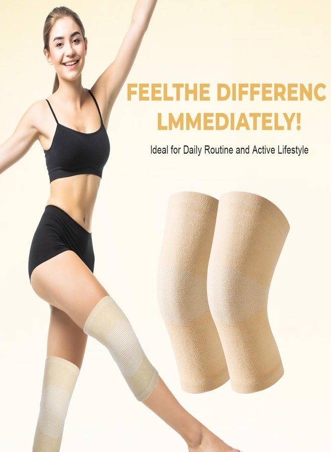 QUUPY 1 Pair Skin Color Knee Brace Undersleeve Knee Sleeve for Under Knee Brace Leg Support Weightlifting Running Women Men Pain Management Arthritis Pain Relief Rheumatism - Image 5