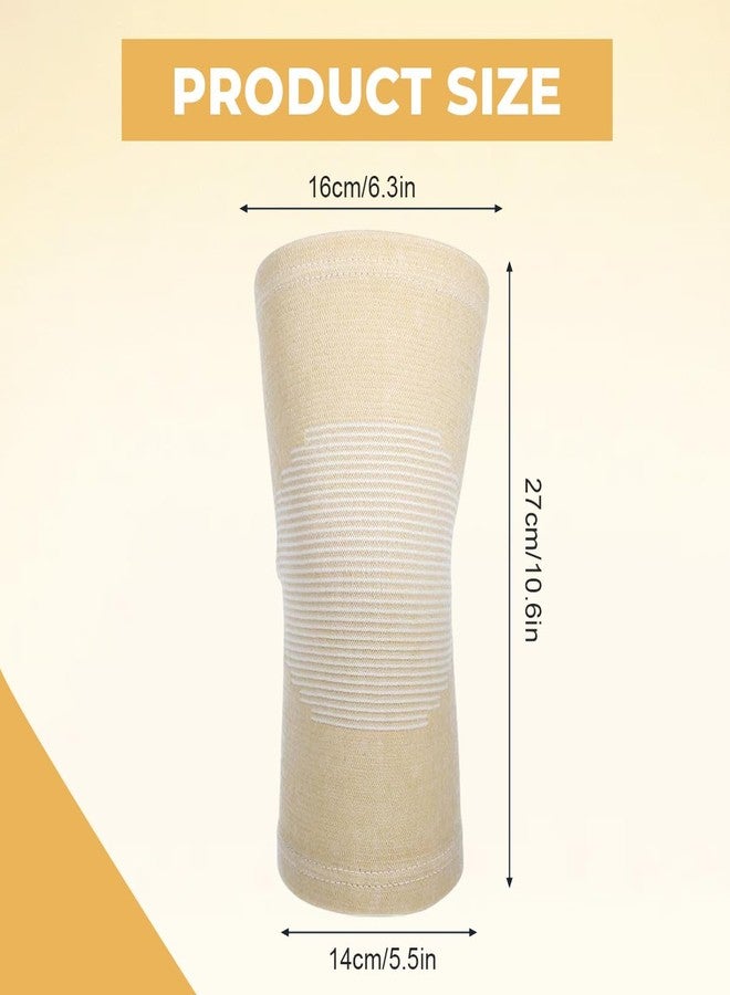 QUUPY 1 Pair Skin Color Knee Brace Undersleeve Knee Sleeve for Under Knee Brace Leg Support Weightlifting Running Women Men Pain Management Arthritis Pain Relief Rheumatism - Image 2