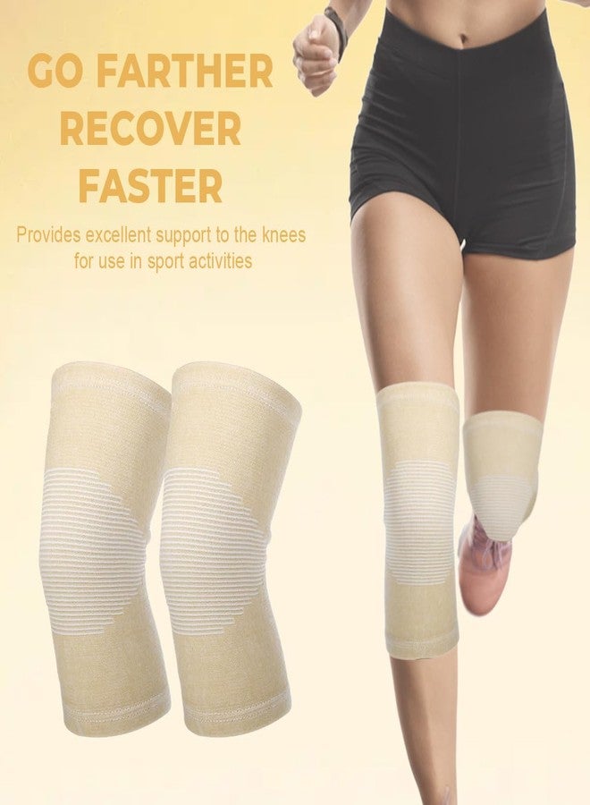 QUUPY 1 Pair Skin Color Knee Brace Undersleeve Knee Sleeve for Under Knee Brace Leg Support Weightlifting Running Women Men Pain Management Arthritis Pain Relief Rheumatism - Image 4