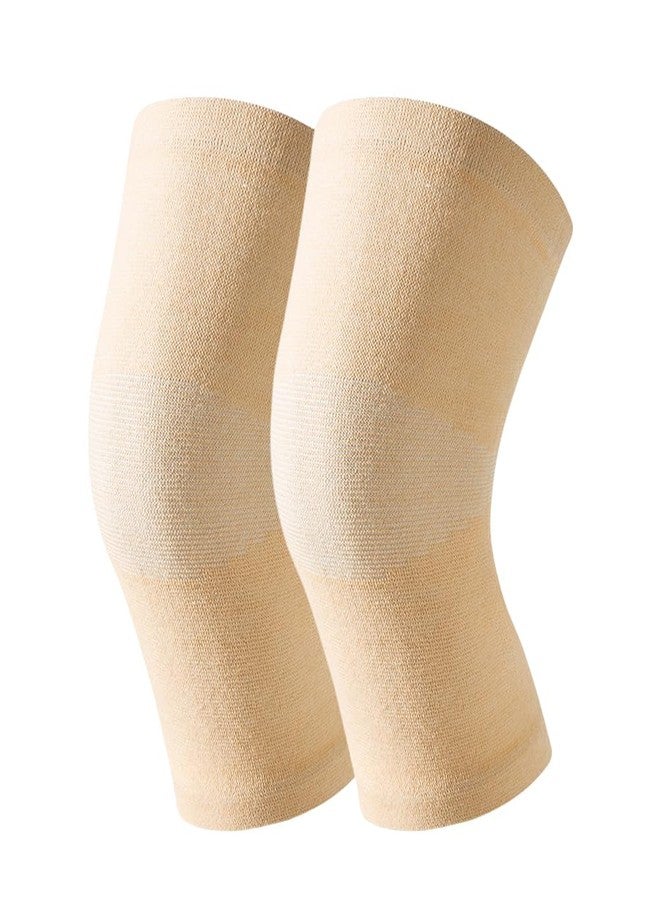QUUPY 1 Pair Skin Color Knee Brace Undersleeve Knee Sleeve for Under Knee Brace Leg Support Weightlifting Running Women Men Pain Management Arthritis Pain Relief Rheumatism - Image 1