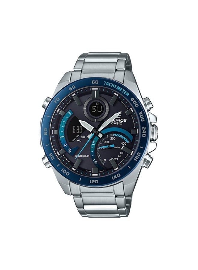 Casio Edifice ECB-900DB-1BDR Men’s Tough Solar Bluetooth Analog-Digital Chronograph with Stainless Steel Bracelet – Black & Blue Dial - Image 1