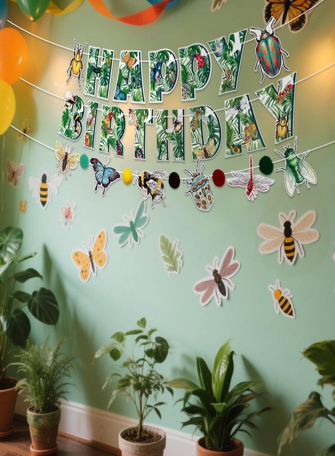 PTECDROTS Bug Party Decorations - Including Insects Theme Balloons, Happy Birthday Banner, Cake Topper for Spring Summer Safari Bee Butterfly Party Supplies - Image 4