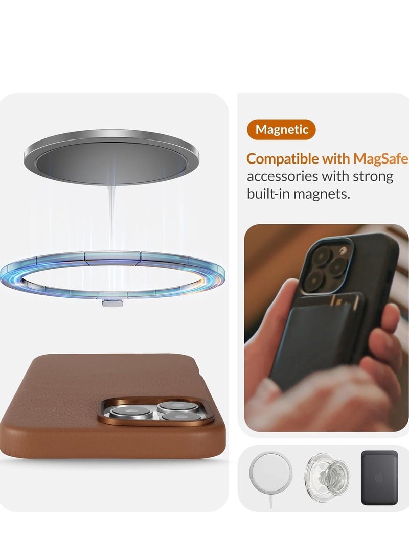 JAJEEK "Classic European Leather Case for iPhone 16 Pro Max – Dark Saddle Brown, Softens & Smoothens Over Time, MagSafe Compatible" - Image 5