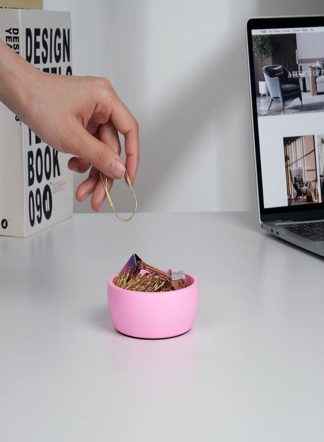 MXOAZNE Cement Paper Clip Holder - Paper Clip Organizer Dispenser, Desktop Concrete Paperclip Holder, Office Desk Decor Organizers, Pink - Image 3