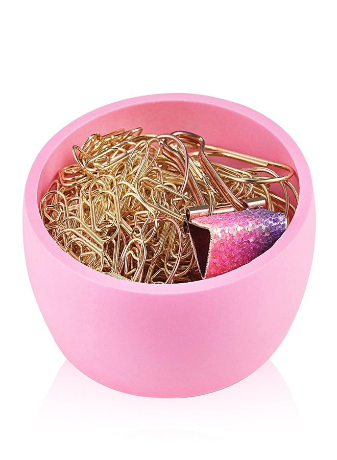 MXOAZNE Cement Paper Clip Holder - Paper Clip Organizer Dispenser, Desktop Concrete Paperclip Holder, Office Desk Decor Organizers, Pink - Image 1